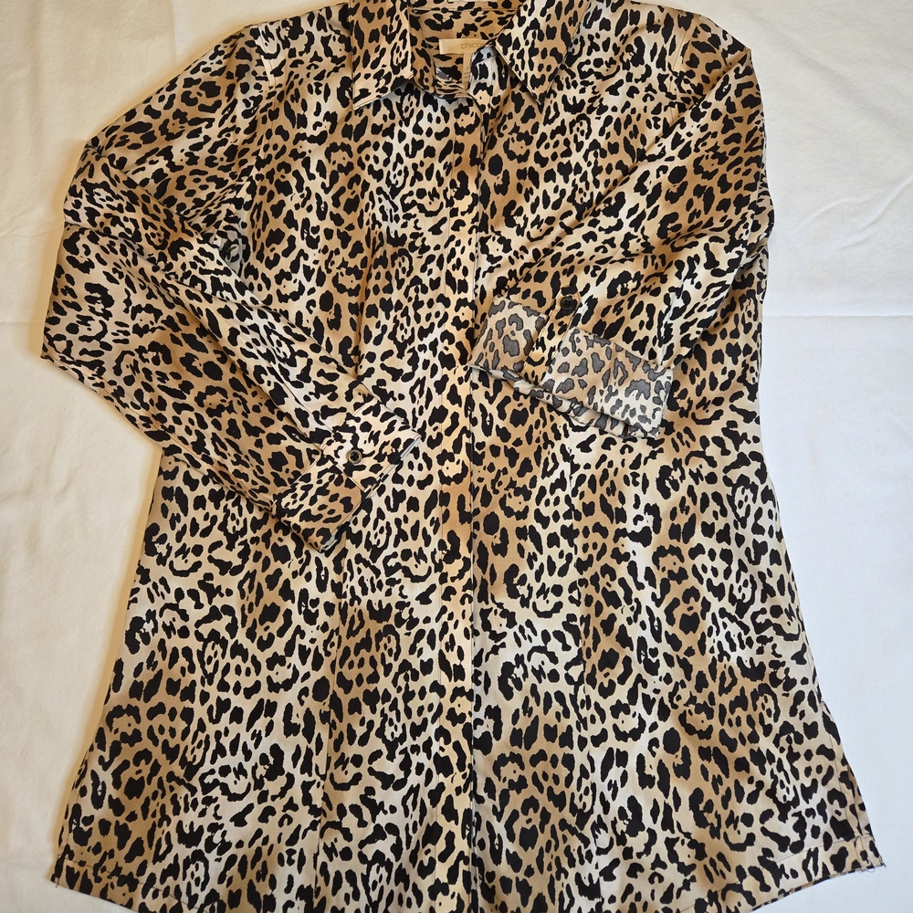 Chico's Black and Tan Animal Print Top